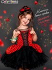 Костюм Божья коровка для девочки — пышное чёрное платье со съёмным карнавальным образом